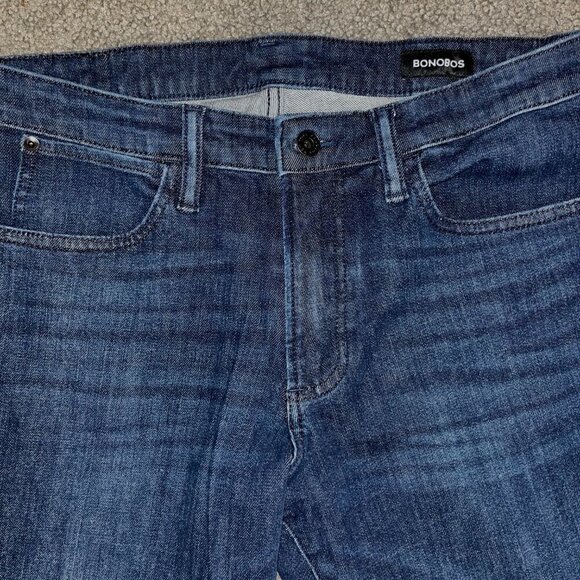 BONOBOS Slim Straight Leg Dark Blue Wash Denim Jeans - EUC - Size 33/34 - Slim - Picture 3 of 8